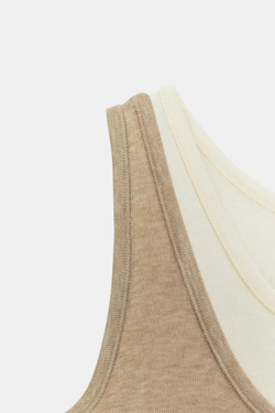 ZARA ТОП С ДВОЙНЫМИ БРЕТЕЛЯМИ, ЭКРЮ/БЕЖЕВЫЙ