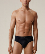 Мужские трусы слипы классика Atlantic, набор 3 шт., хлопок, тёмно-синие + серый меланж + зелёные, 3MP-205