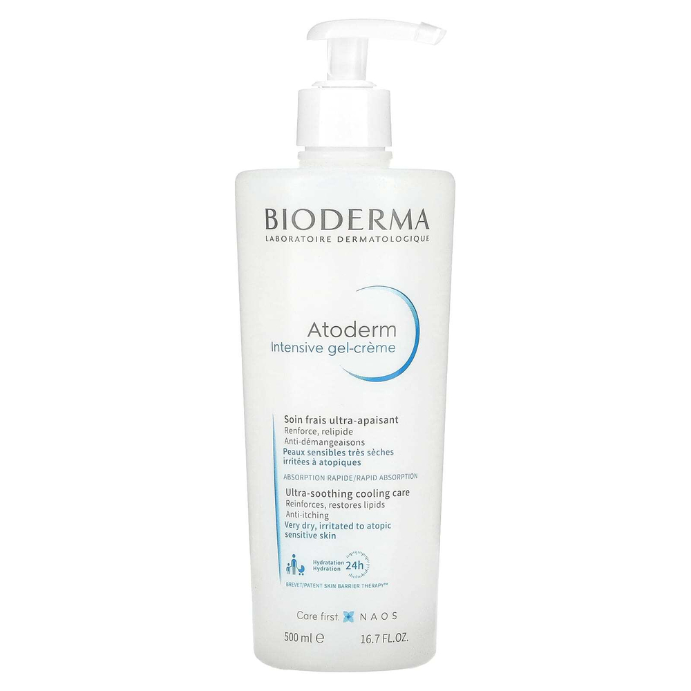 Bioderma, Atoderm, интенсивный гель-крем, без запаха, 500 мл (16,7 жидк. унц.)