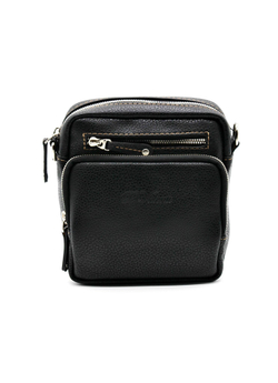 Фото мужская наплечная сумка чёрная маленькая 17х16х4 смиз искусственной кожи Paulo Valenti TK-A21