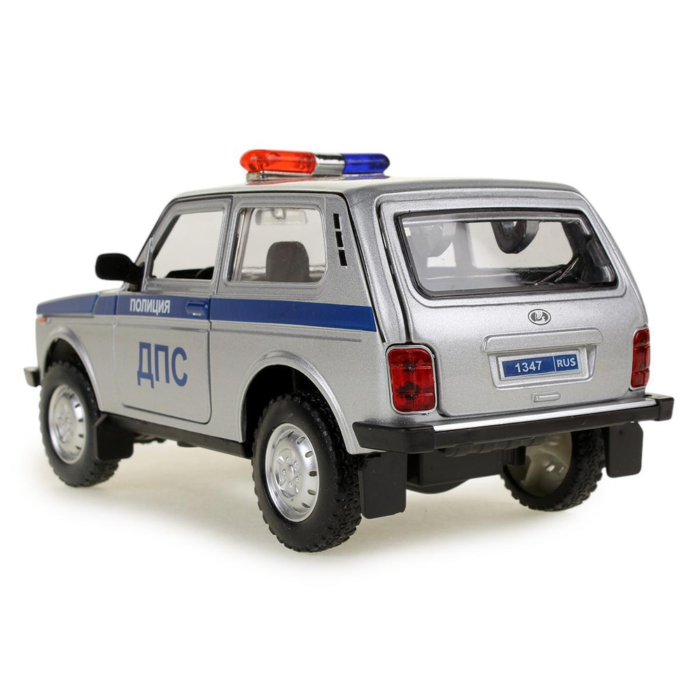 Модель ин. мет. "Lada 4x4 Полиция" 18.5см, свет-звук, двер, кап,баг, серый FY2408P (Технопарк)