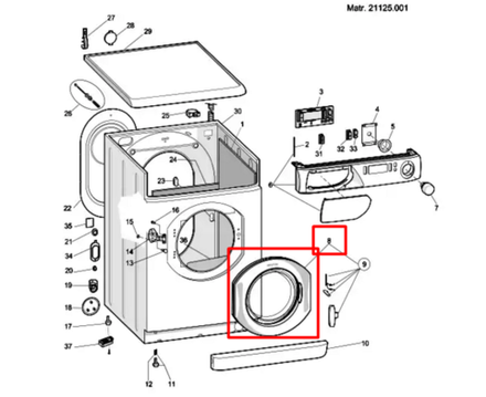 Люк в сборе (стекло люка в сборе с обрамлением) для стиральной машины Индезит/Ariston 096416, СЕРЫЙ