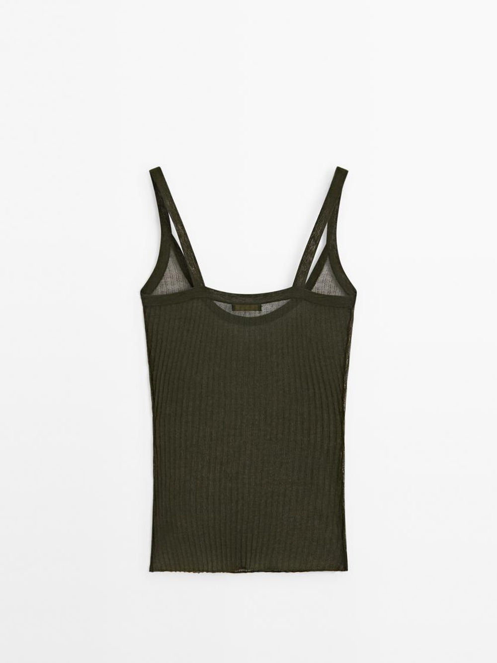 Massimo Dutti Топ облегающего кроя - Studio, зеленоватый