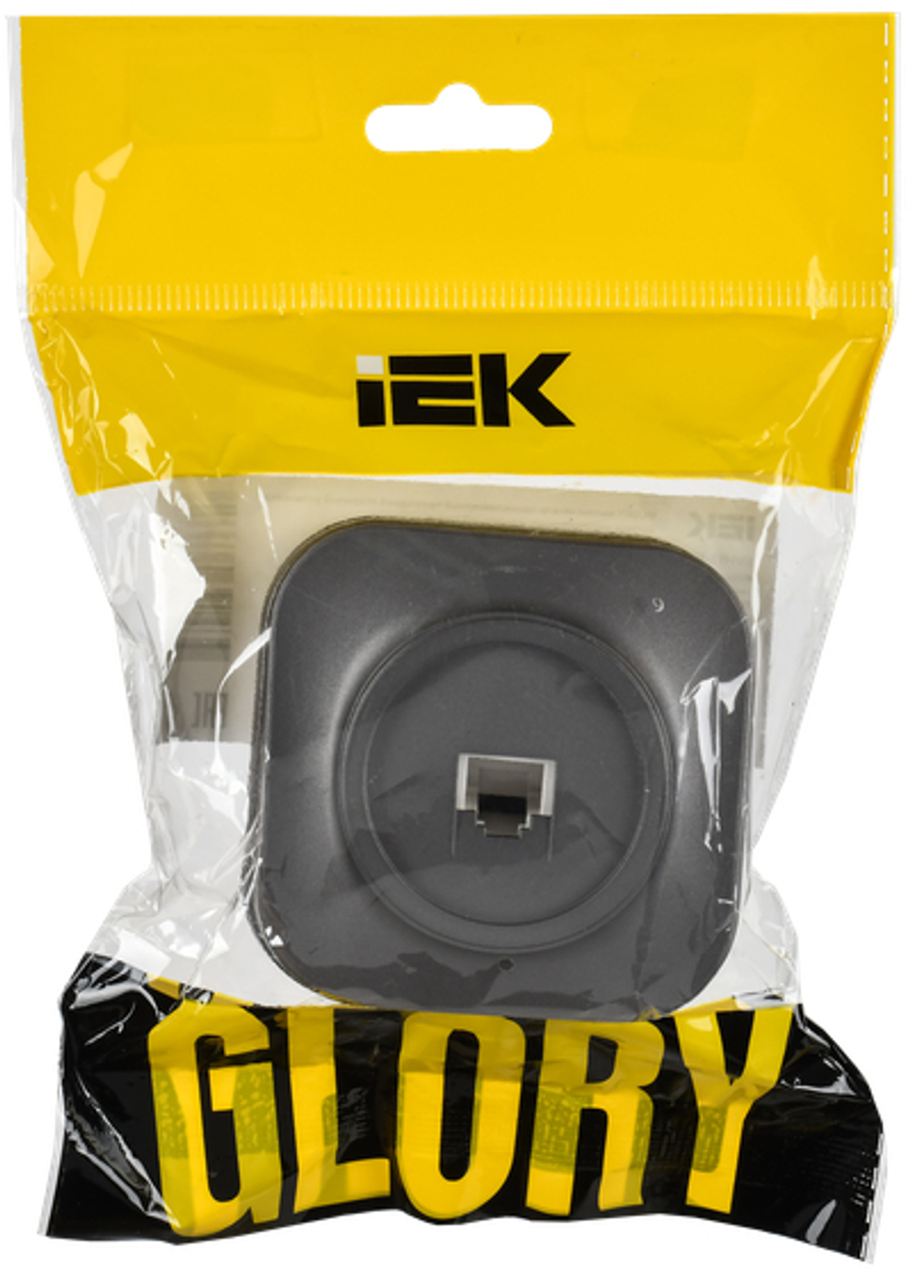 GLORY Розетка для открытой установки телефонная RJ11 РТ20-ХСм сталь матовый IEK