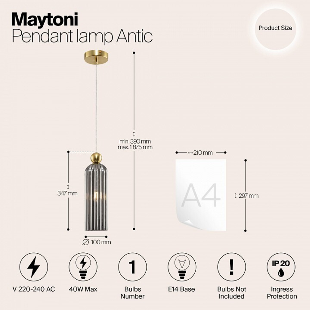 Подвесной светильник Maytoni Antic MOD302PL-01GR