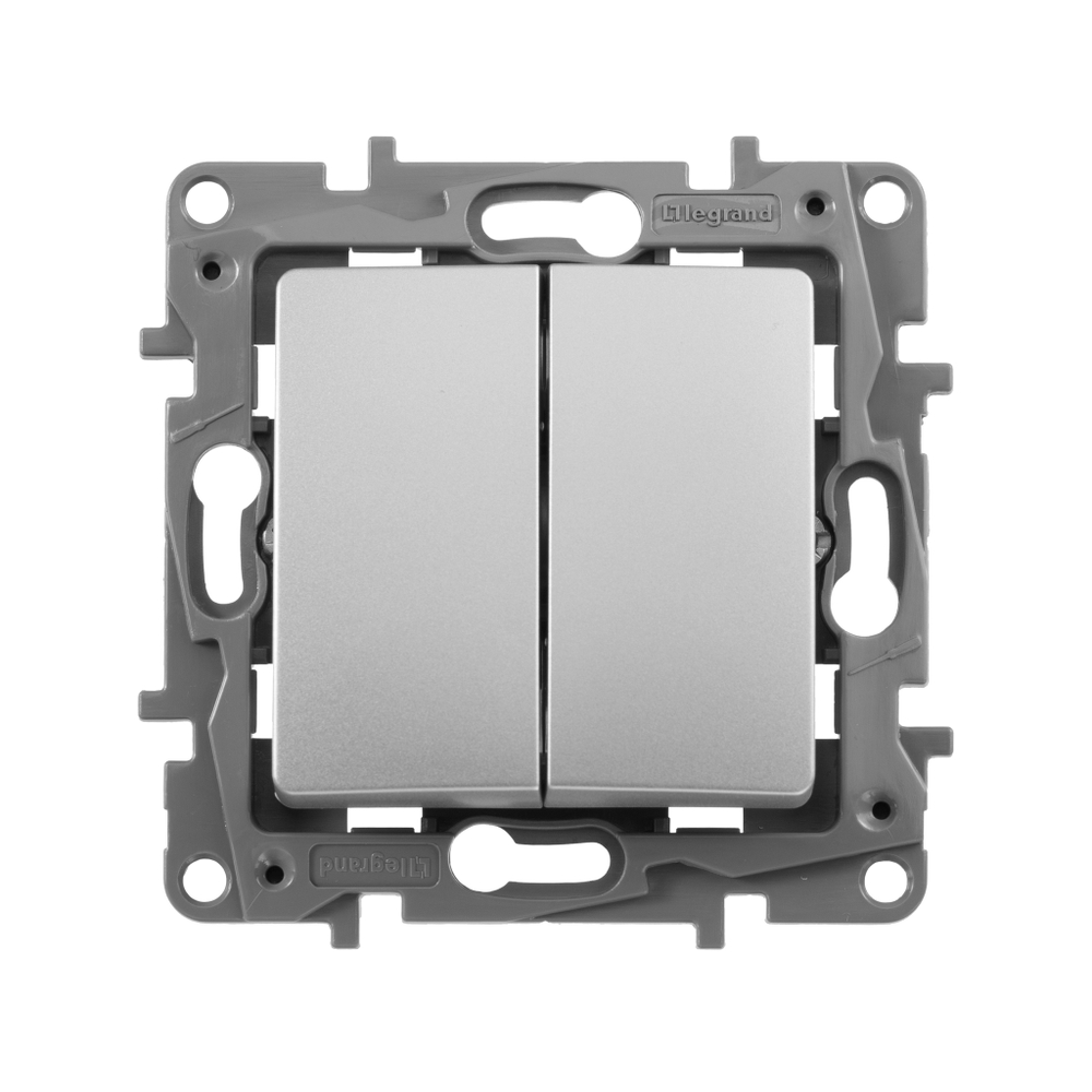 Выключатель 2х-клавишный 10А 250В алюминий ETIKA Legrand