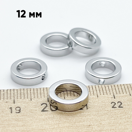 Коннектор-рамка Круг, цвет серебро (родий), размер 12 мм, внутренний диаметр 8 мм, цена за 1 шт