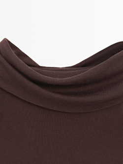 Massimo Dutti Свитер из смесовой шерсти с открытыми плечами, сливовый