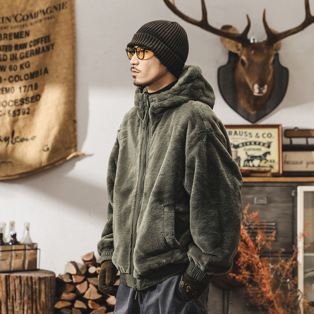 Двусторонняя мужская куртка из искусственного норкового меха, зимнее толстое хлопковое пальто, хлопковая куртка в американском ретро-стиле.