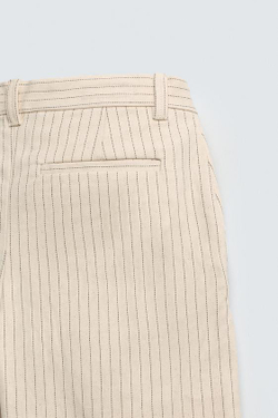 ZARA БРЮКИ ЧИНОС RELAXED FIT В ПОЛОСКУ, ЭКРЮ