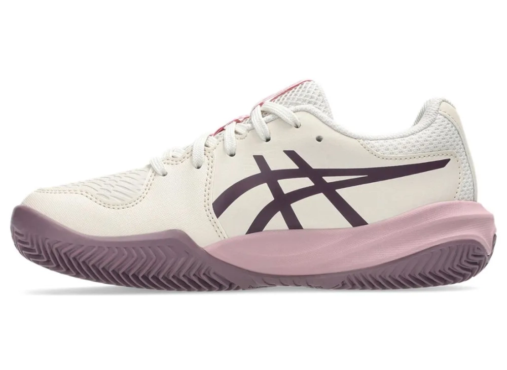 Детские теннисные кроссовки Asics Gel-Resolution X GS Clay - soft oat/dark aubergine