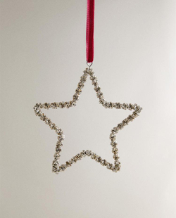 ZARA HOME ЕЛОЧНОЕ УКРАШЕНИЕ «ЗВЕЗДА» С РЕЛЬЕФНЫМ УЗОРОМ, СЕРЕБРЯНЫЙ