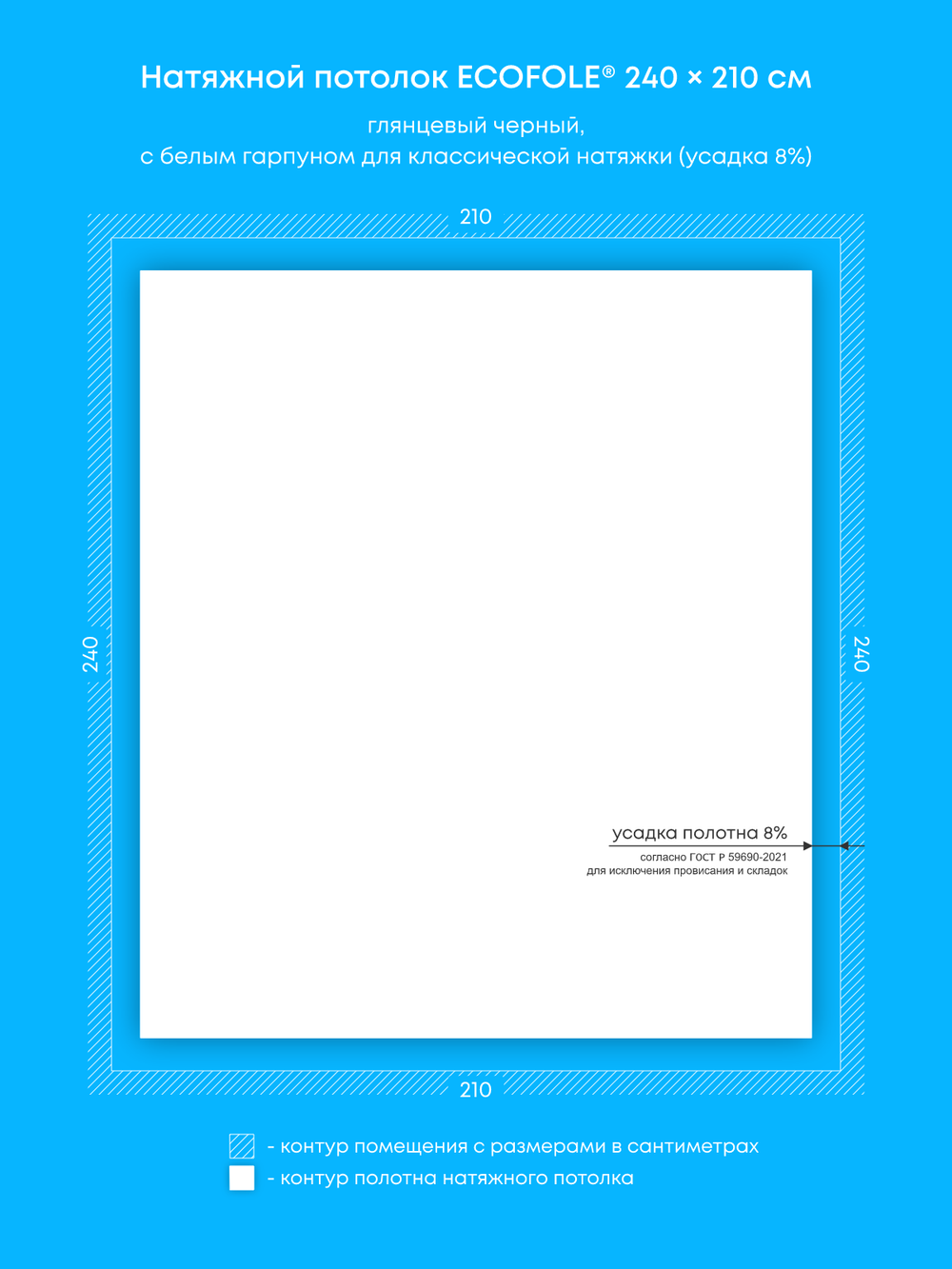 Глянцевый натяжной потолок 5 м2