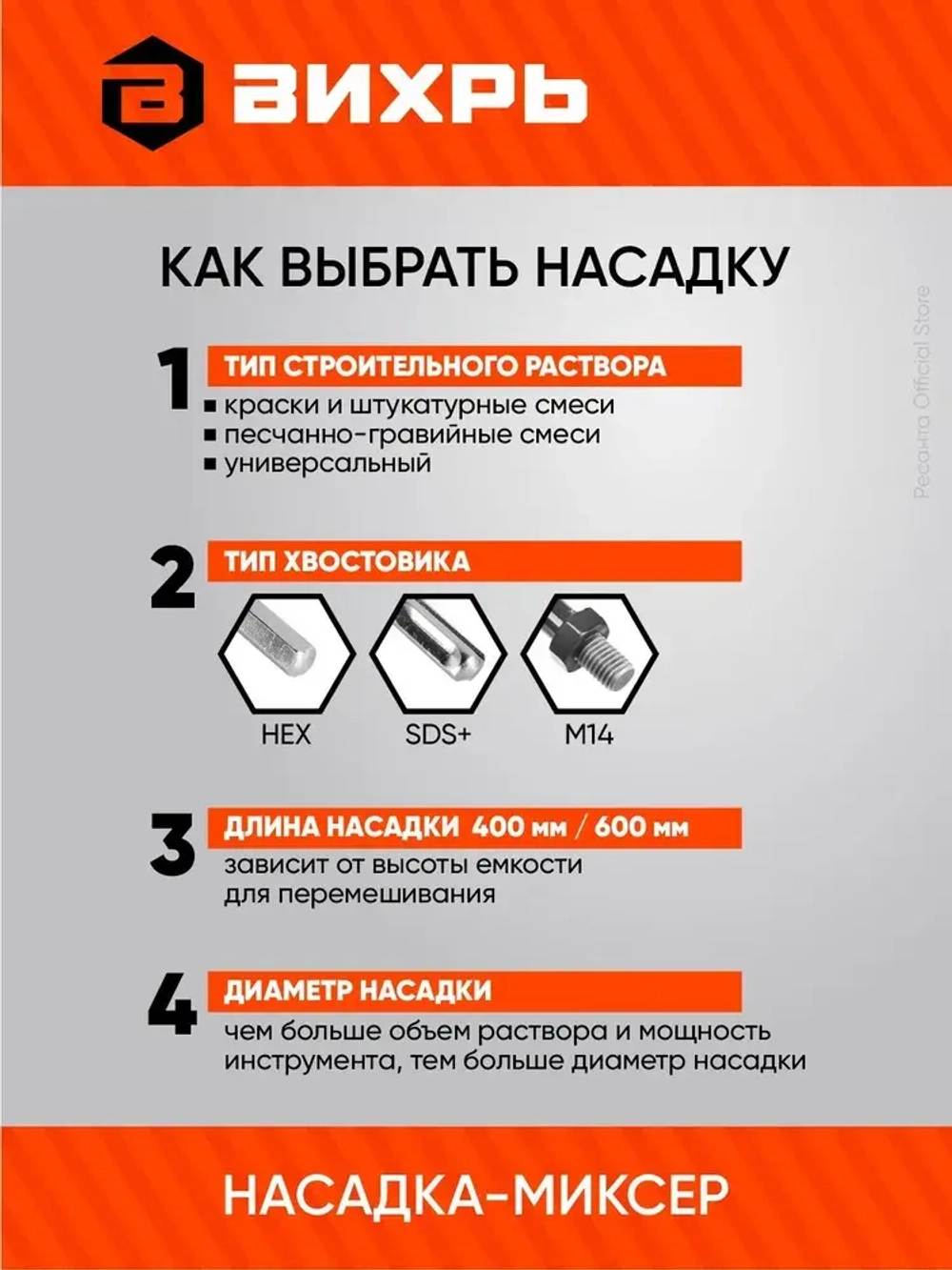 Насадка - миксер оцинкованная для краски, сухой смеси на дрель, шуруповерт 400х80 мм Вихрь