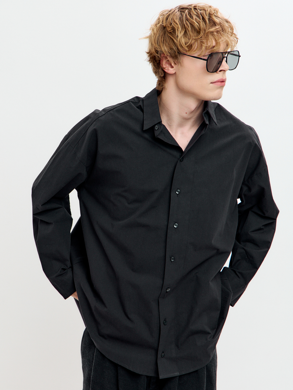 Рубашка мужская LONG черная