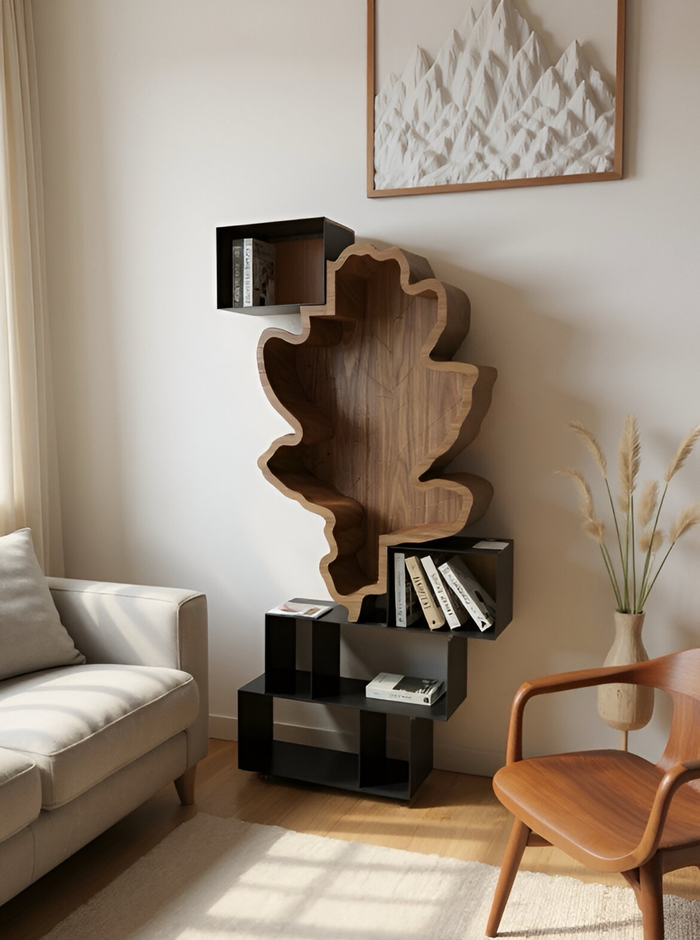 Стеллаж "Последний листок" с квадратными полками