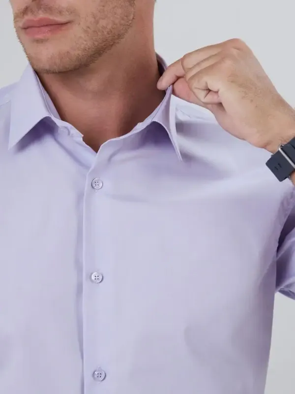 Рубашка приталенная SLIM FIT с коротким рукавом, лавандовая