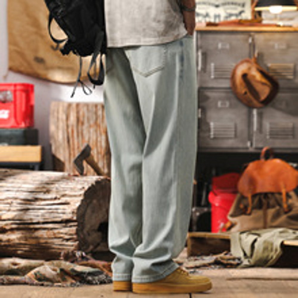 Джинсы тонкие мужские с технологией K-cool ледяные,свободного стиля для лета ,от бренда Jerryeno