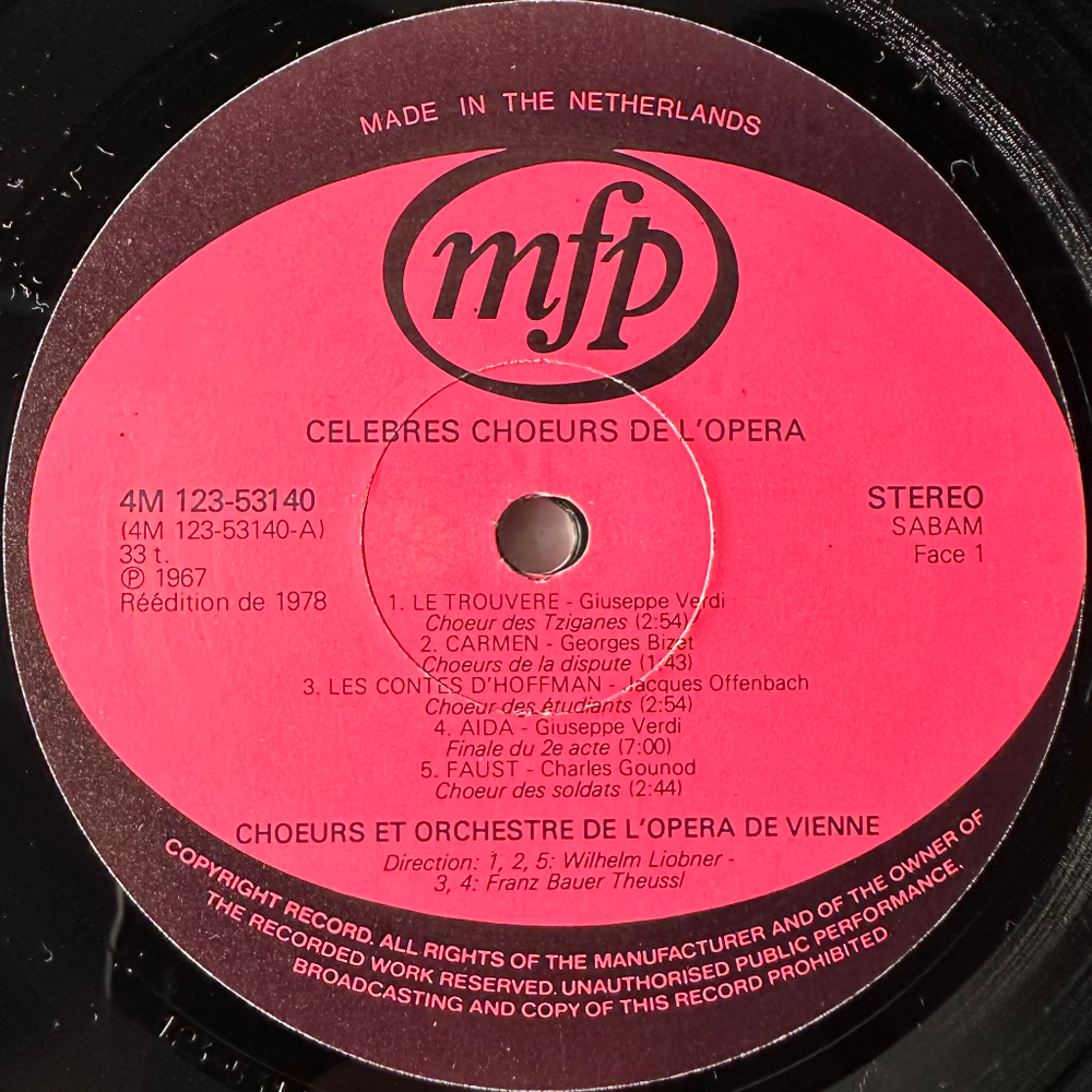 Оркестр Венской Государственной Оперы – Известные Оперные Хоры 3LP (Голландия 1978г.)