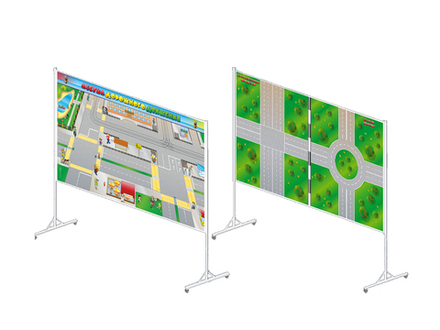 Двухсторонняя магнитно-маркерная доска Азбука дорожного движения на разборной стойке