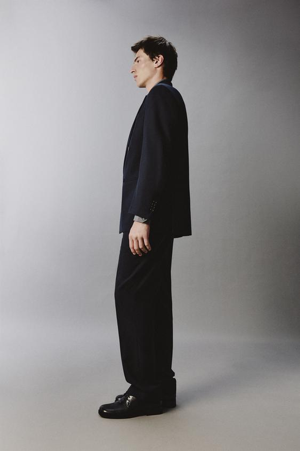 ZARA КОСТЮМНЫЕ БРЮКИ STRAIGHT FIT ИЗ ШЕРСТИ LIMITED EDITION, МОРСКОЙ СИНИЙ