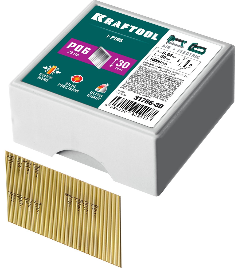 KRAFTOOL P0.6 30 мм шпильки(гвозди) для пневматического нейлера, 10 000 шт
