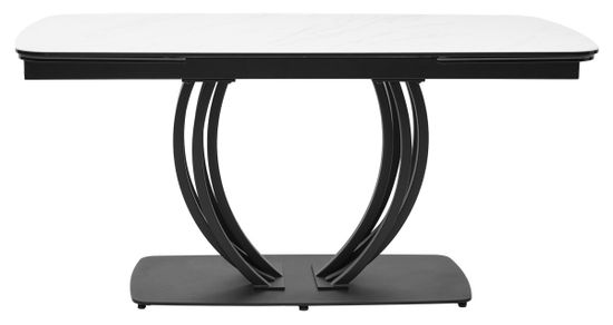 Стол MALTA 160 MARBLES KL-99 Белый мрамор матовый, итальянская керамика/ черный каркас