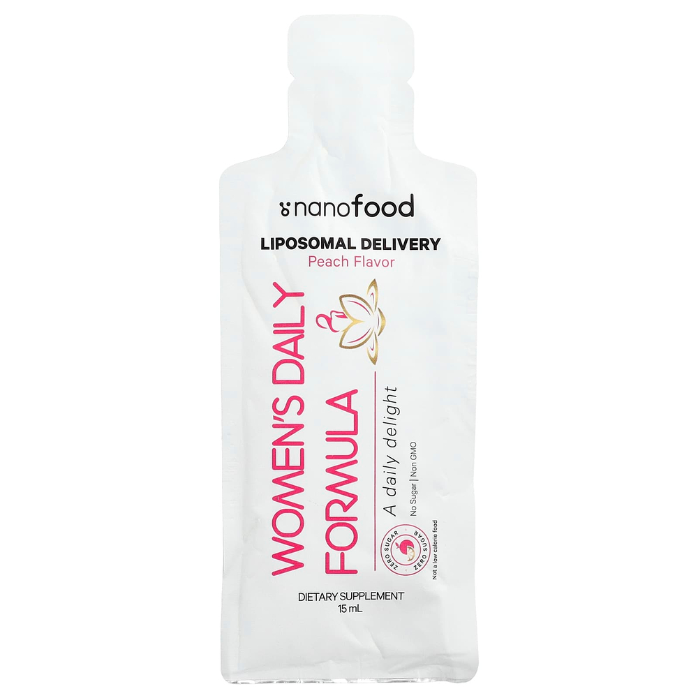 Codeage, Nanofood, ежедневная формула для женщин, липосомальная технология доставки, незаменимые витамины и омега-3, персик, 30 пакетиков по 15 мл (0,5 жидк. унции) каждый