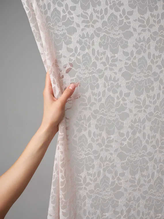 Кружевное эластичное полотно (сетка), арт. 05-98, серебристый пион 168