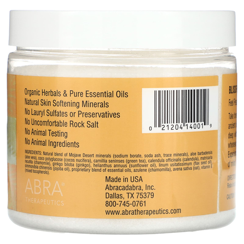 Abra Therapeutics, Натуральная пена для ванн, Blissful Harmony, пачули и ладан, 397 г (14 унций)