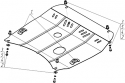 Защита картера двигателя, КПП. 2 мм, Сталь. для Saab 9-3 2002-2005, Motodor.01808