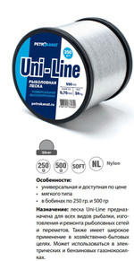 Монофильная леска для рыбалки Petrokanat UniLine