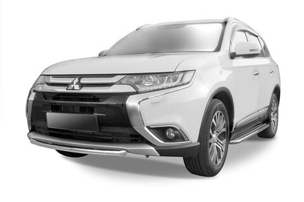 Защита переднего бампера (нержавейка) Mitsubishi Outlander (2015-2018) d57 короткая