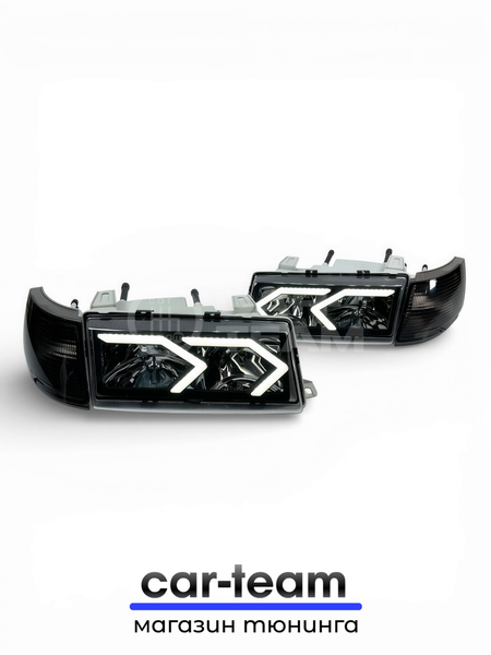 Фары на ВАЗ 2110, 2111, 2112 передние с тонированными галочками в стиле AMG, тонированные поворотники (21100-3711010-71/21100-3711011-71)