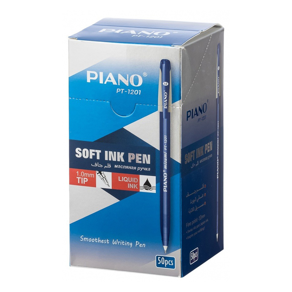 Ручка шариковая, масляная, Piano, синие чернила, синий корпус, 50 шт