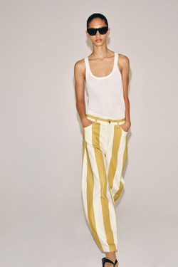 ZARA ДЖИНСЫ TAPERED С ВЫСОКОЙ ПОСАДКОЙ И ПРИНТОМ — ZW COLLECTION, ПОЛОСКИ