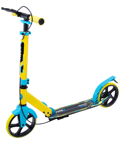 Самокат городской RIDEX Rank 200 мм, ручной тормоз, желтый/голубой