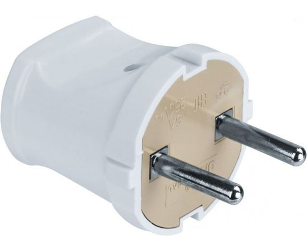 Вилка прямая 61 358 NCA-PL01-6A-X-WH без заземления белая Navigator 61358, 1 шт.