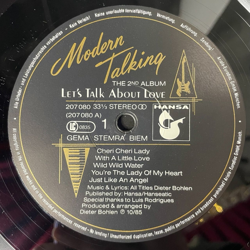 Винтажная виниловая пластинка LP Modern Talking Let's Talk About Love (The 2nd Album) (Germany 1985) Heaven Will Know