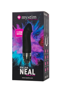 Вибратор Mystim Real Deal Neal с электростимуляцией, силикон, черный, 16,5 см