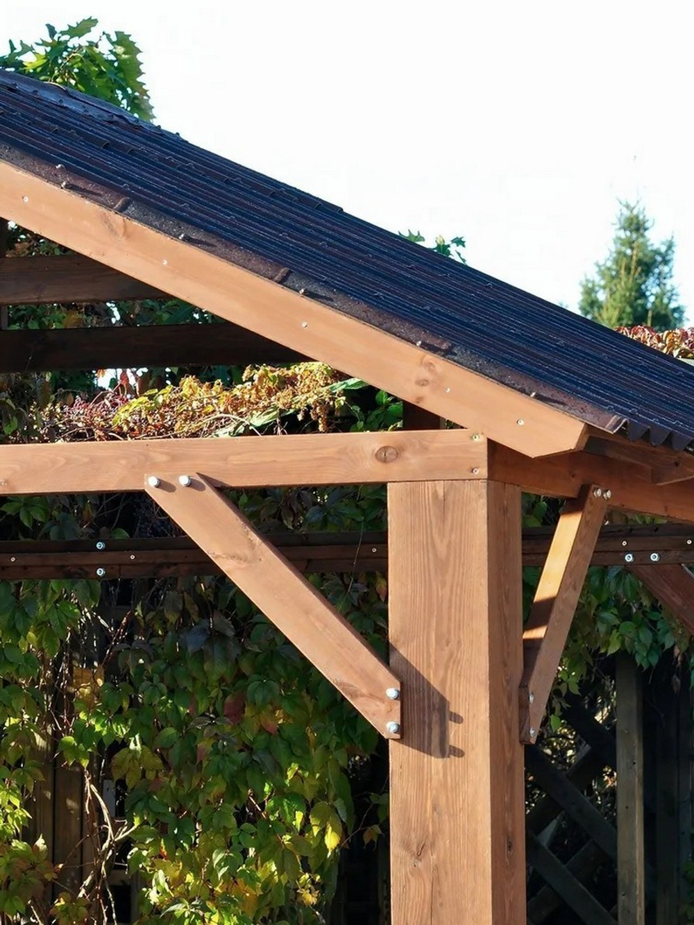 Беседка садовая для дачи, 413х313х324, из массива сосны, с крышей, венге