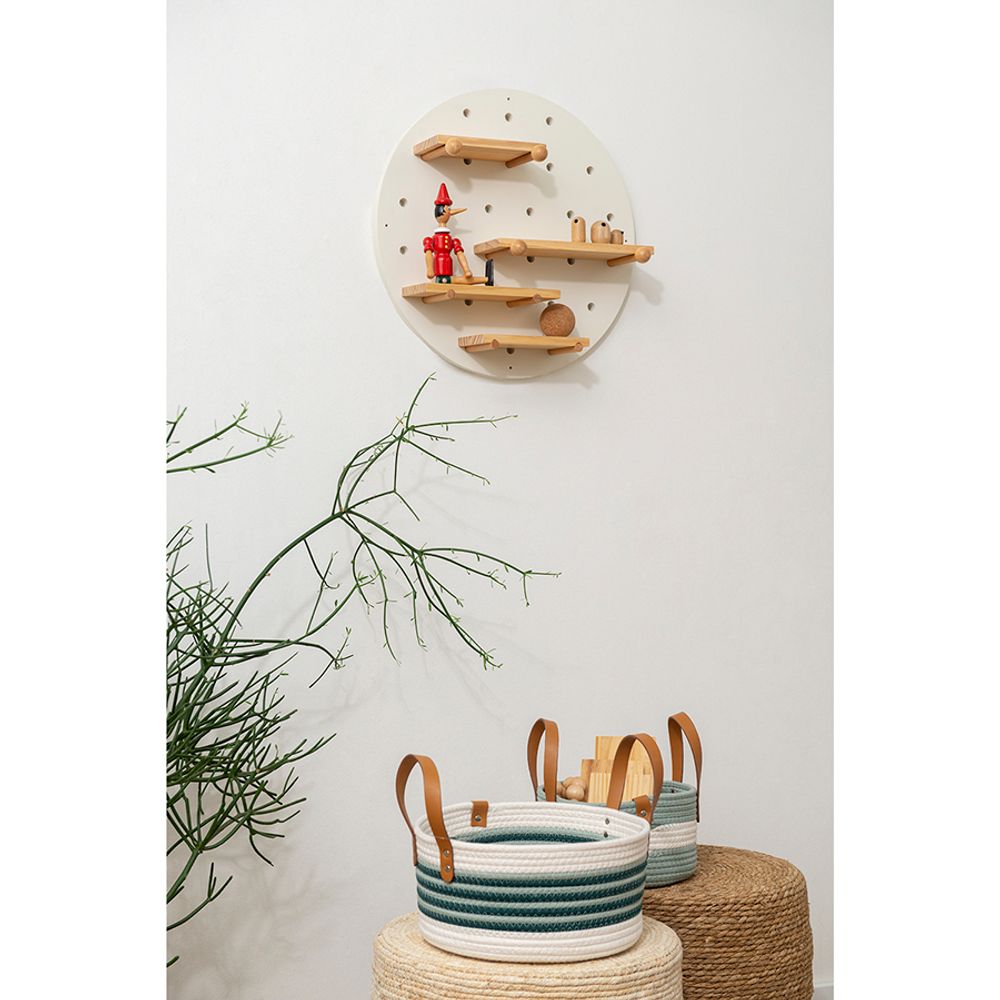 Корзина для хранения Helly Ø30х15 см, бежевая/зеленая