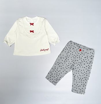 Комплект для девочки, Молочный/серый