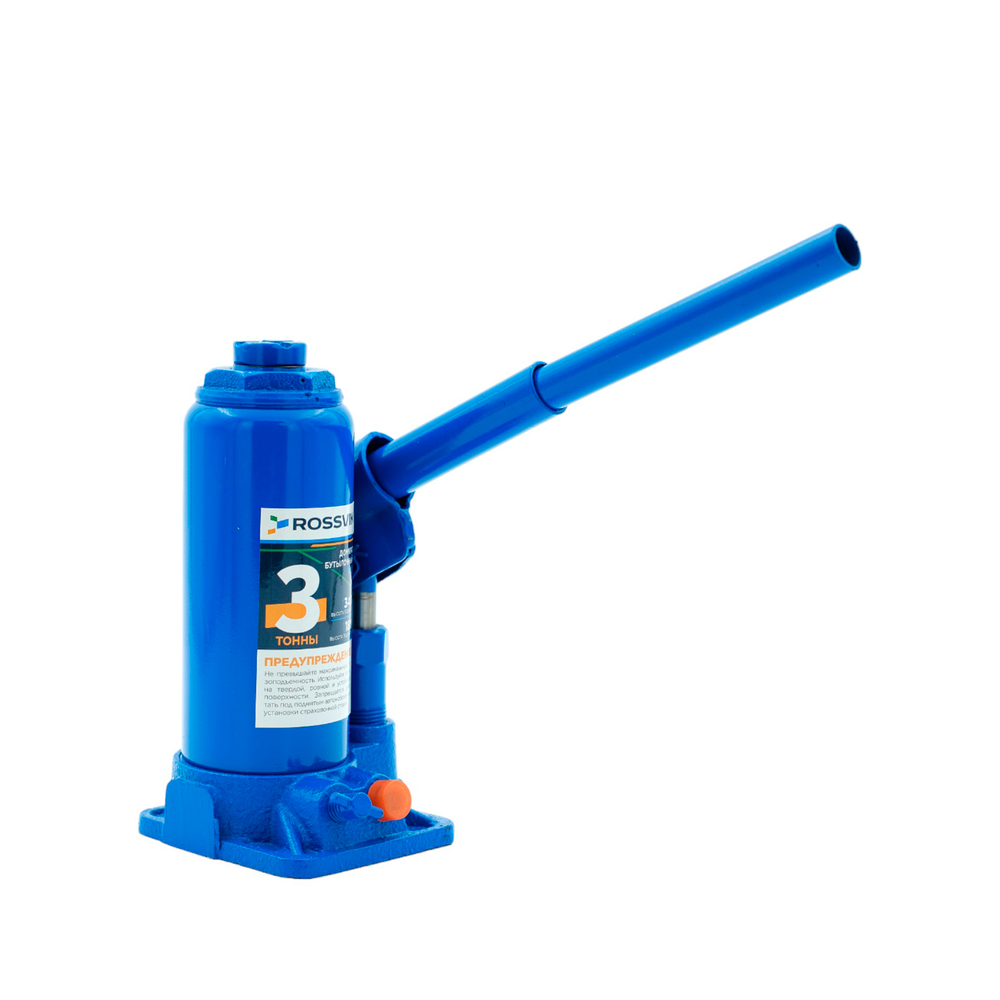Домкрат бутылочный ROSSVIK V03, г/п 3,0 т, 180-340 мм, синий