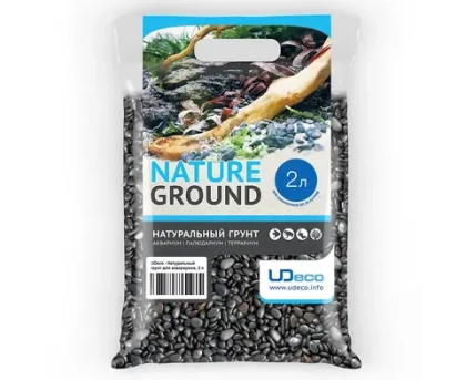UDeco River Dark Грунт натуральный "Темный гравий" 6-9 мм, 2 л