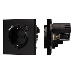 Механизм розетки с USB зарядкой SCT-TENDO-MUAC-PL-BK (230V, 16A) (Arlight, Черный) 054087
