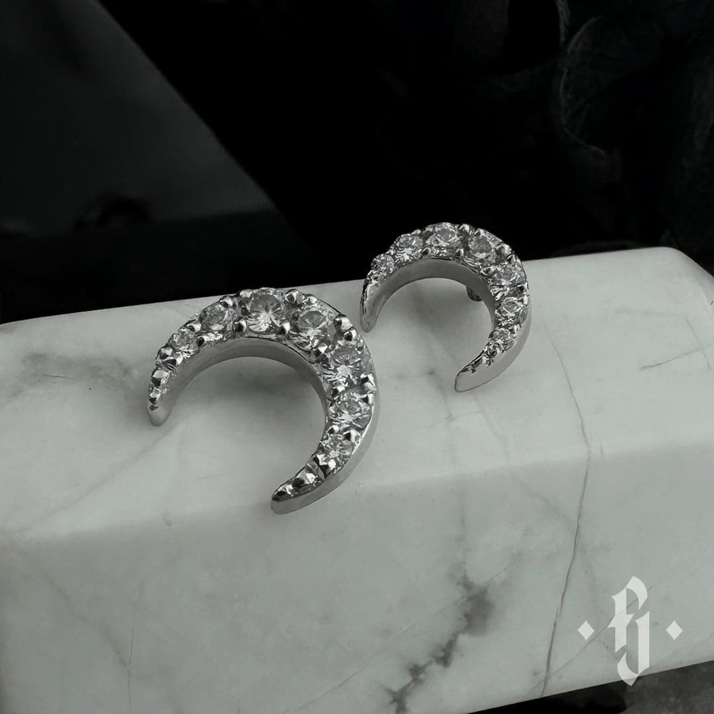 Накрутка "Shine Moon" - Белое золото - White CZ