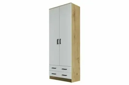 Шкаф Дуэт Дуб Вотан-Белый гладкий 800х2200х487 МФ Эра