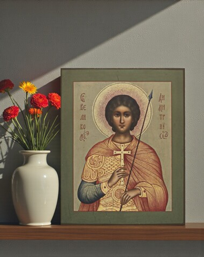 Дмитрий (Димитрий) Солунский великомученик Фессалоникийский. Деревянная икона на левкасе