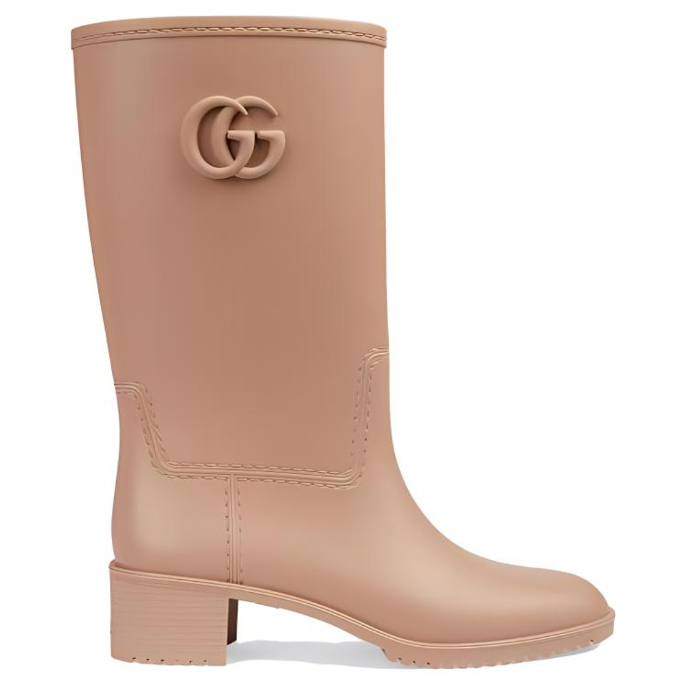 GUCCI Rubber Knee high Boots Women"s Light Brown